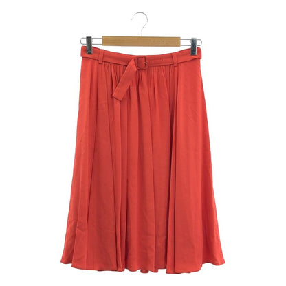 Prada - Belt Pleated Flared Skirt - 40 - Red - Women