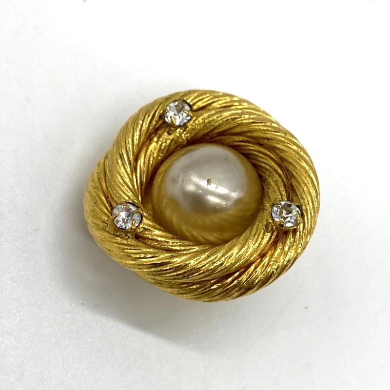 Chanel Earring Faux Pearl Rhinestone Vintage Gold