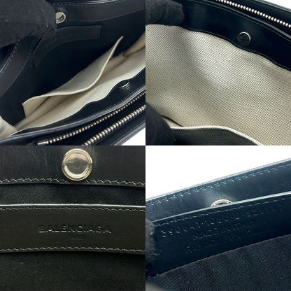 Balenciaga Shoulder Bag Navy Pochette 390641 Canvas Leather Ivory Black Casual