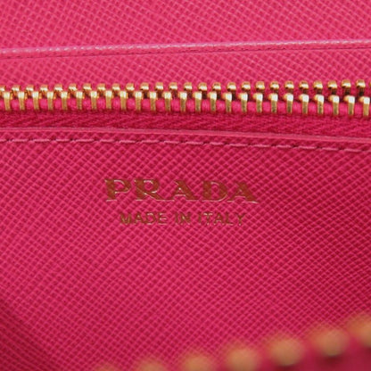 Prada Round Zipper Ribbon 1m0506 Leather Saffiano Leather Peonia 1211 Long