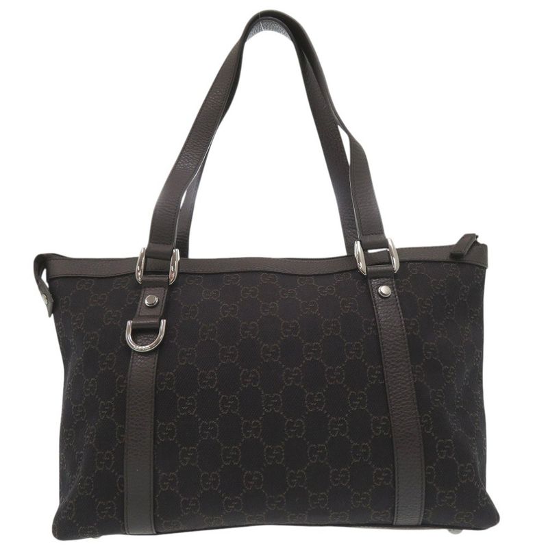 Gucci GG Abbey Tote Bag Canvas Leather 268640 Dark Brown 0767 Gucci