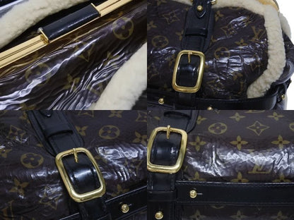 Louis Vuitton Monogram Shearling Storm Handbag Brown Patent Leather Sheepskin — view 8
