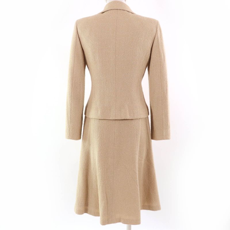 CHANEL Vintage 02C P18870v10901 Coco Mark Tweed Jacket And Skirt Setup Beige 38