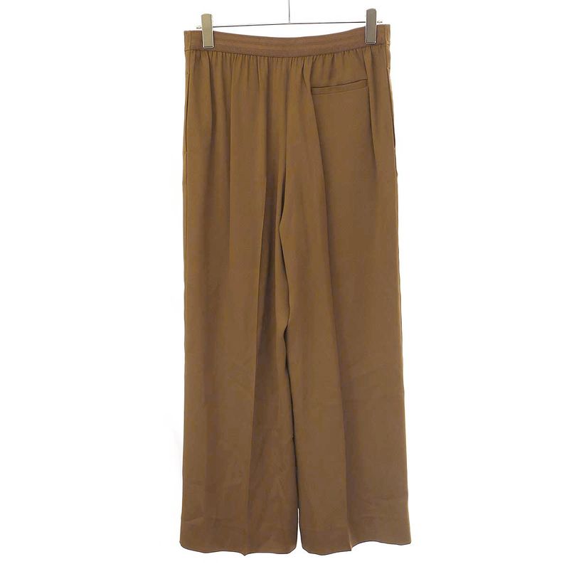 Hermes 1 Pleated Rayon Wide Trouser Pants Brown 42