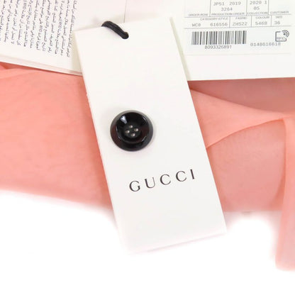 Gucci 20SS 616556 100% Silk Short Sleeve Oversized Sheer Shirt Salmon Pink 36