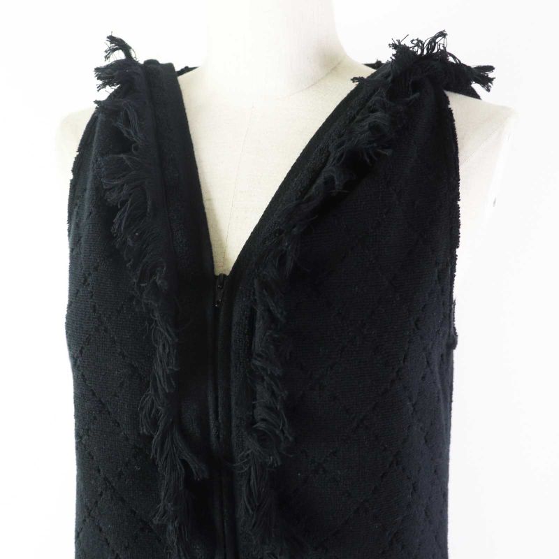 CHANEL 15P P51319 100% Cotton Pile Fabric Coco Mark Hooded Sleeveless Dress