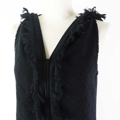 CHANEL 15P P51319 100% Cotton Pile Fabric Coco Mark Hooded Sleeveless Dress