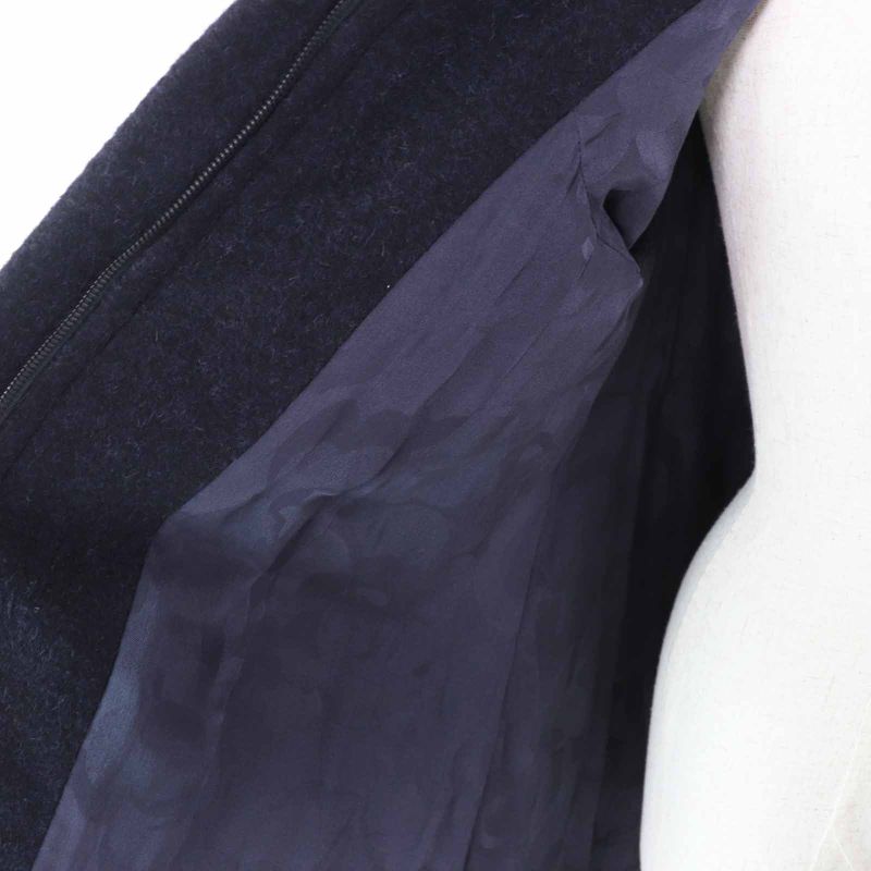 CHANEL P62024 Alpaca Coco-mark Buttoned Extra Long Length Coat Dark Navy 38