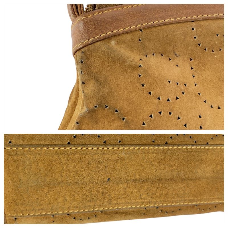 Gucci Vintage Brown Beige Gold Hardware Suede 004 113 0367 Clutch Bag Second