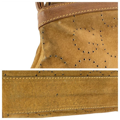 Gucci Vintage Brown Beige Gold Hardware Suede 004 113 0367 Clutch Bag Second