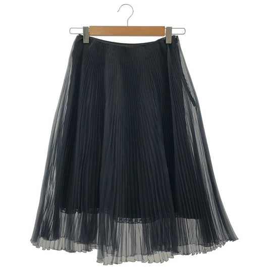 Prada ① P147n Pleated Chiffon Skirt Women's Black 36