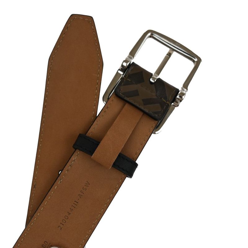 Fendi Belt FF Logo Zucca Pattern Brown Black Silver 37ka756