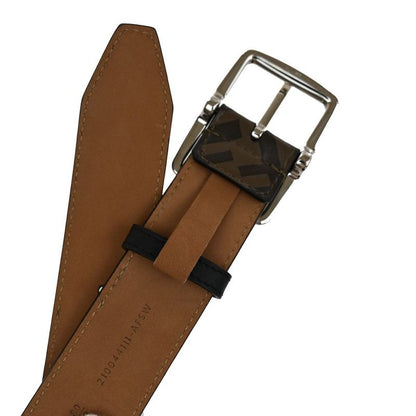 Fendi Belt FF Logo Zucca Pattern Brown Black Silver 37ka756
