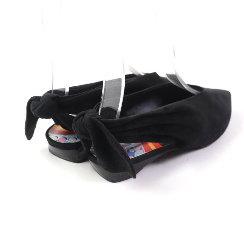 Hermes 2022 Suede Leather Pointed Toe Pumps With Back Bow Black 37 Storage With