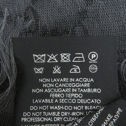 Gucci 544615 Wool Silk GG Logo Diamante Checked Fringe Stole Scarf Shawl Gray