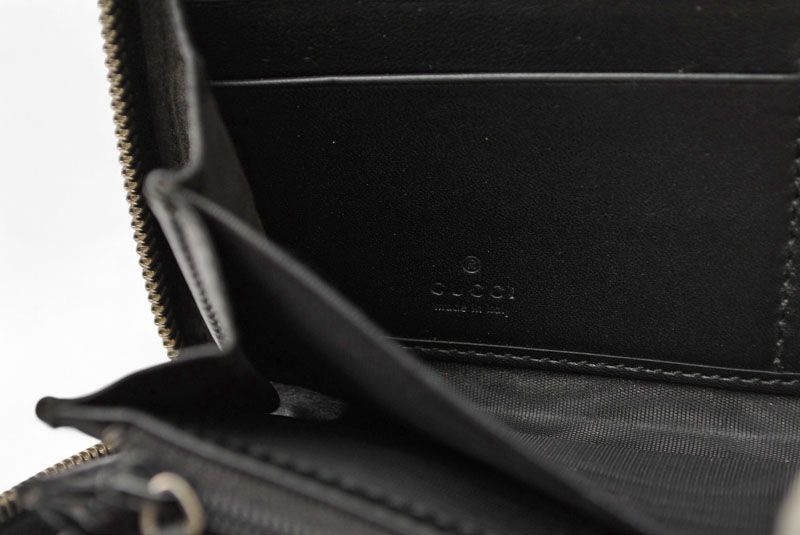 Gucci Wallet Gucci Long Wallet Round Zipper Webline Guccissima Black 408831