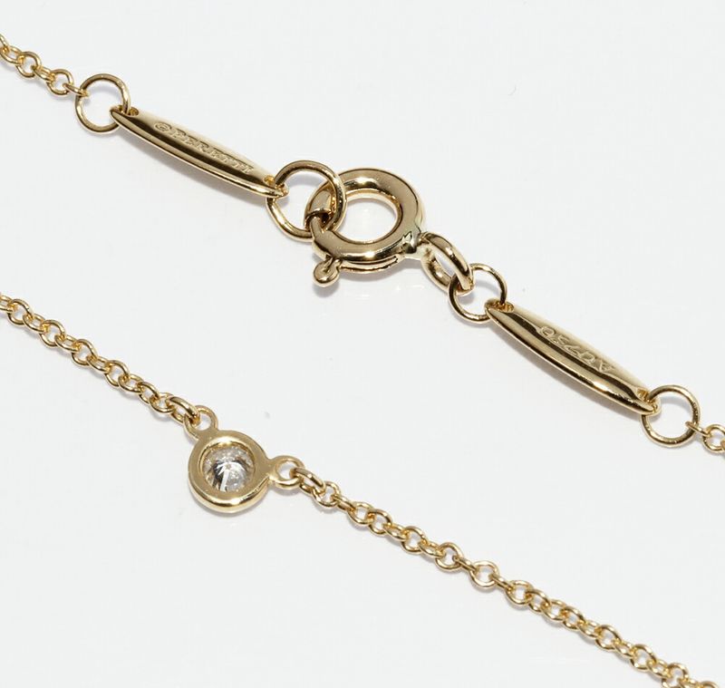 Tiffany & Co Pendant Necklace 18K Yellow Gold Diamond 1P (005ct) Elsa Peretti