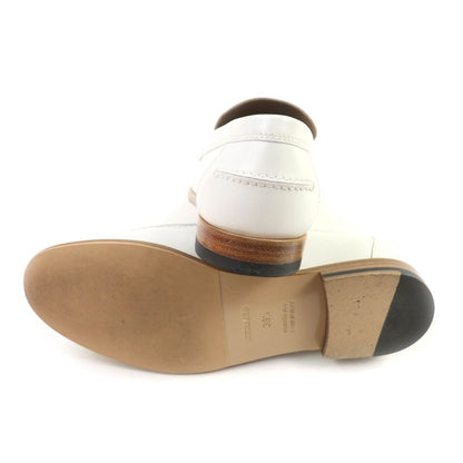 Hermes Moccasin Destin Silver Hardware Leather Loafer With Kelly Buckle White