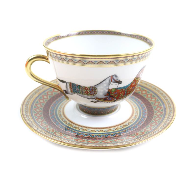 Hermes Chevaldrian Horse Tea Cup And Saucer Set Of 2 Tableware Multi With Box