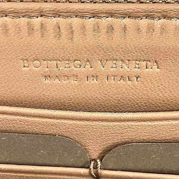Bottega Veneta Intrecciato Beige Leather Round Zipper Wallet Long Wallet Women