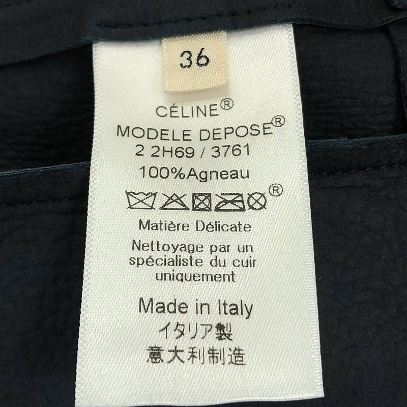 Celine - Phoebe Period Lamb Leather Skirt - 36 - Navy - Women