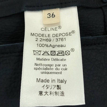 Celine - Phoebe Period Lamb Leather Skirt - 36 - Navy - Women