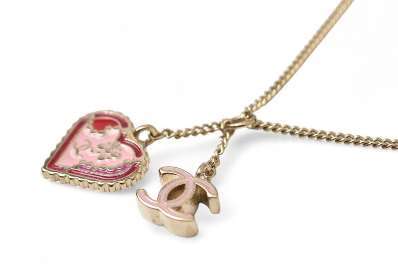 Chanel Bangle Chain Bracelet Chanel CC Coco Heart Pink Gold 05