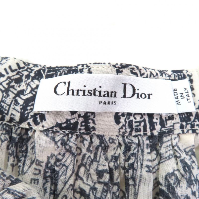 Christian DIOR 351j90a3294 100% Cotton Pleated Midi Plain Paris Skirt With