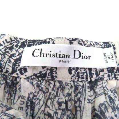 Christian DIOR 351j90a3294 100% Cotton Pleated Midi Plain Paris Skirt With