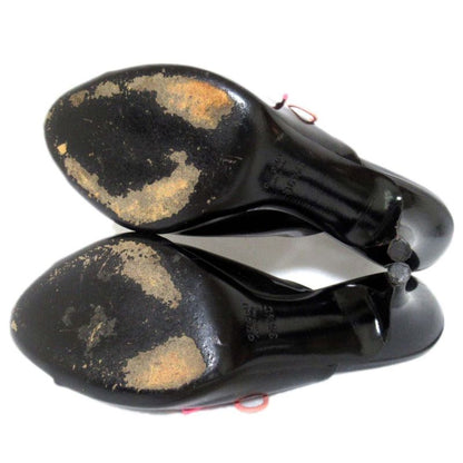 Gucci Patent Leather High Heel Lace Up Mules Sandals Size 36.5c Approx 23.5cm