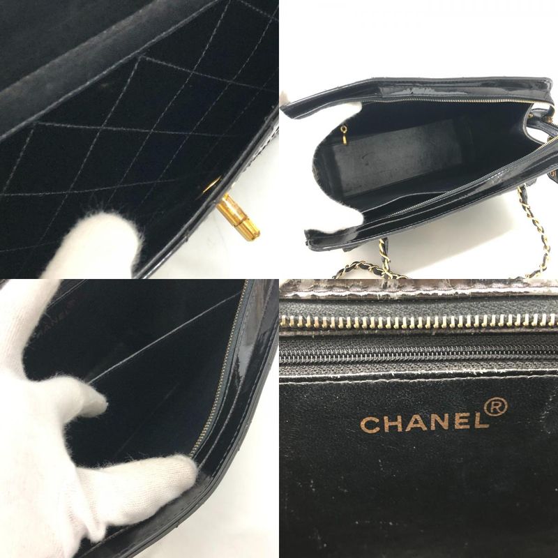 Chanel Shoulder Bag Coco Mark Enamel Black