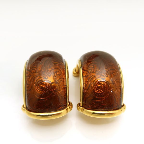 Yves Saint Laurent Earring GP Arabesque Large Brown Vintage YSL Yves Saint