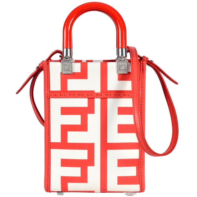 Fendi Sunshine Shopper Mini Handbag 2WAY Leather 8bs051 Red White Marc Jacobs