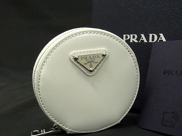 Prada Leather Coin Case Coin Purse Coin Purse Pouch Ladies Off-white