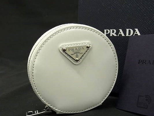 Prada Leather Coin Case Coin Purse Coin Purse Pouch Ladies Off-white