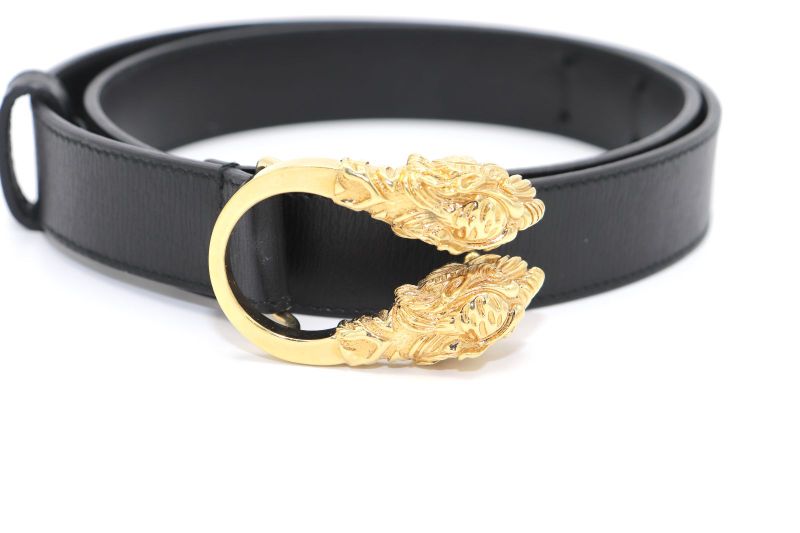 Gucci Double Taiga - Head Buckle Leather Belt 70 28 037 1766 1424 Black Made In