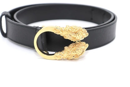 Gucci Double Taiga - Head Buckle Leather Belt 70 28 037 1766 1424 Black Made In