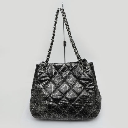 Chanel Nylon Chain Tote Bag Silver Hardware Quilted Women's