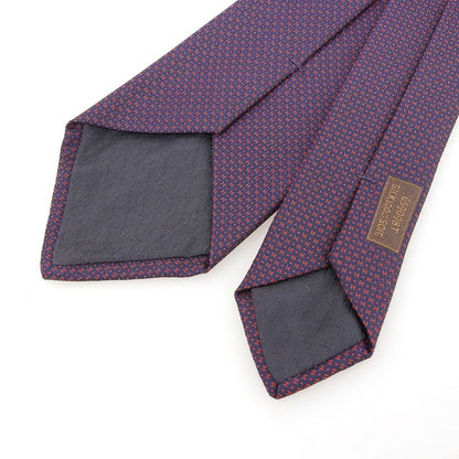 Hermes 659098t 100% Silk H Pattern All Over Tie Navy Red With Box Made In