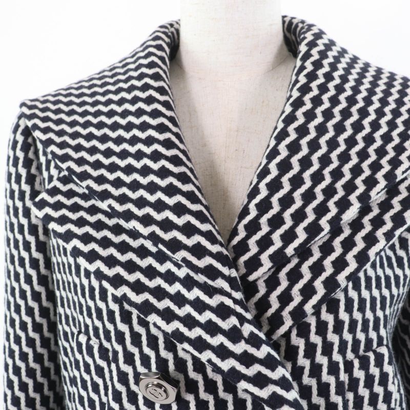 CHANEL P59081v39106 Wool Hexagonal Coco Button Sailor Collar Zigzag Pattern