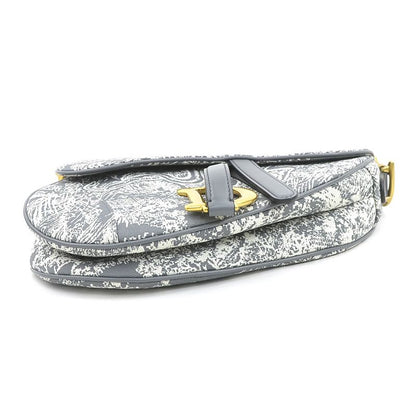 Christian DIOR Shoulder Bag Saddle Bag Toile De Jouy Reverse Jacquard