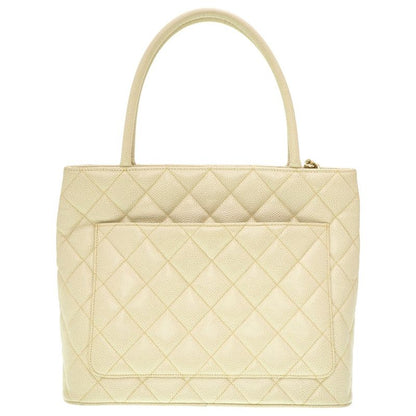 Chanel Reprint Tote Caviar Skin Ivory Grey Gold Hardware Tote Bag 0088chanel