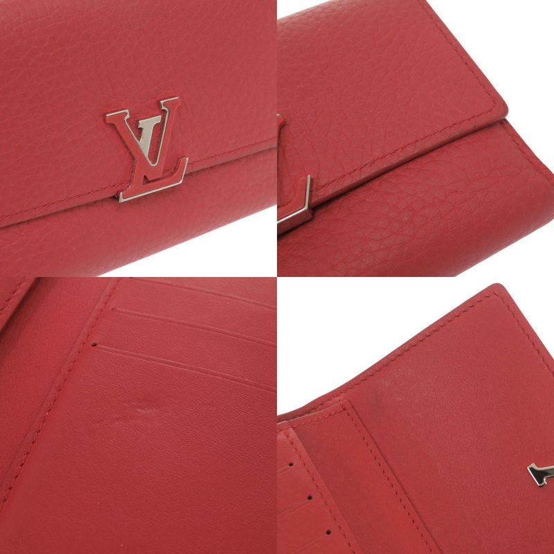 Louis Vuitton Portefeuille Capucino Compact M62158 Leather Red Trifold Wallet