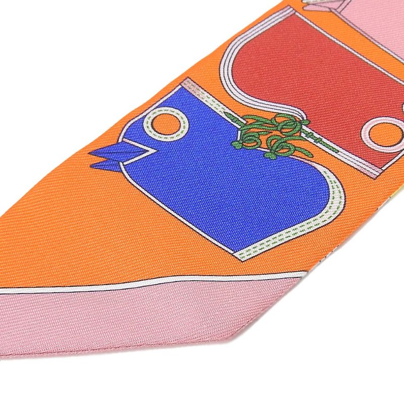 Hermes Twille Scarf Camails 100% Silk Orange Multicolor Small Accessories Women
