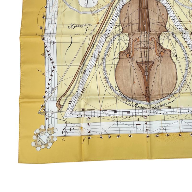 Hermes Scarf Silk Carre 90 Music Of The Spheres La Musique Des Spheres Yellow