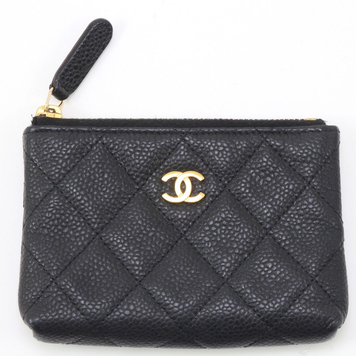 Chanel Women's Wallet Coin Case Caviar Skin 17133940 Black with Key Ring