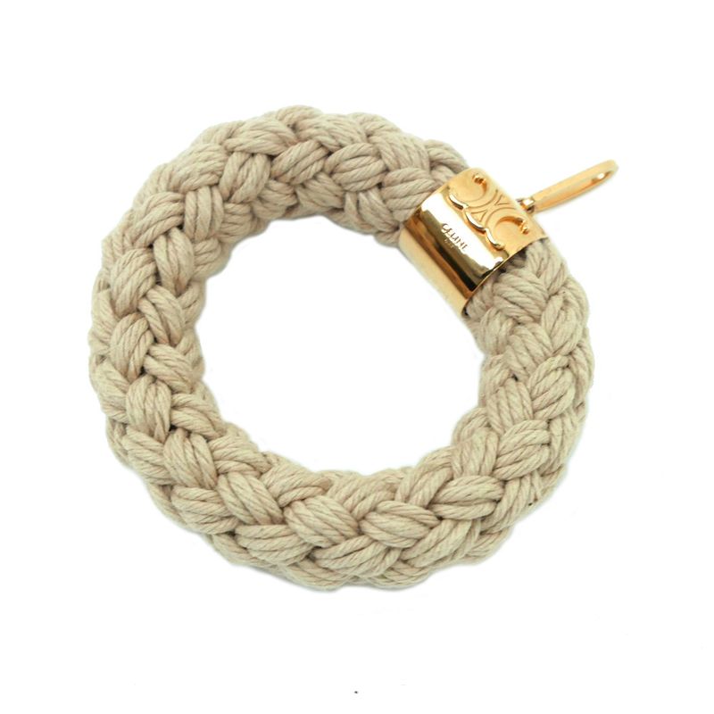 Celine Pendant Top Scrunchie Beige Gold Hardware Plated Accessory-