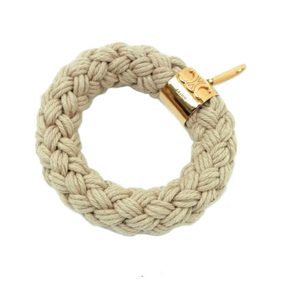 Celine Pendant Top Scrunchie Beige Gold Hardware Plated Accessory-