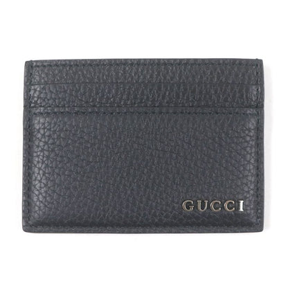 Gucci 771157 Silver Logo Hardware Leather Card Case Business Card Holder Black