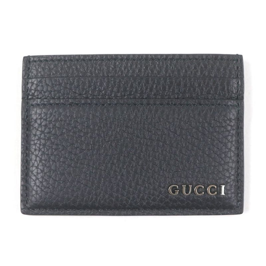Gucci 771157 Silver Logo Hardware Leather Card Case Business Card Holder Black
